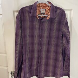 Jerry Garcia Long Sleeve Button Down Shirt Purple XL #36543